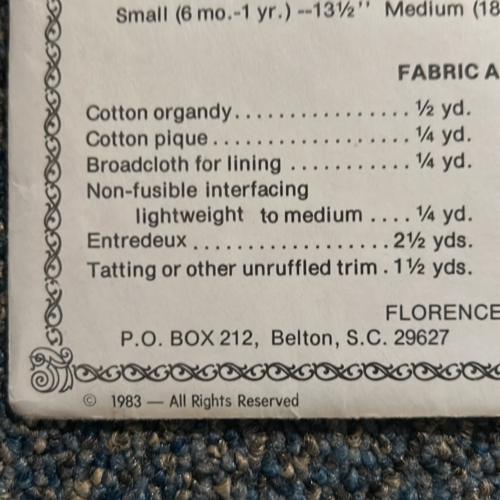 Vintage 1983 Little Sunday Dresses, bonnet pattern. Complete Partially cut. - Picture 3 of 6